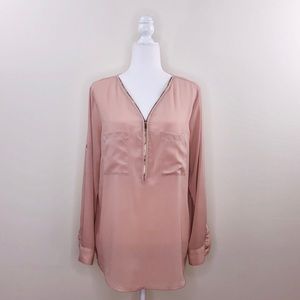 Calvin Klein Zip Up Blouse - Light Peach